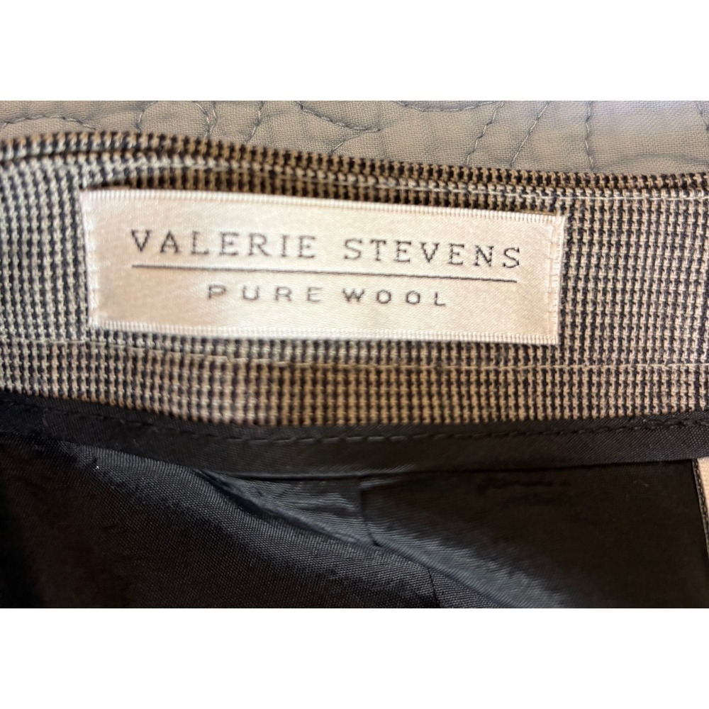 Valerie Stevens Pure Wool Maxi Skirt Gray Brown Micro Check Size 12 - Picture 4 of 10